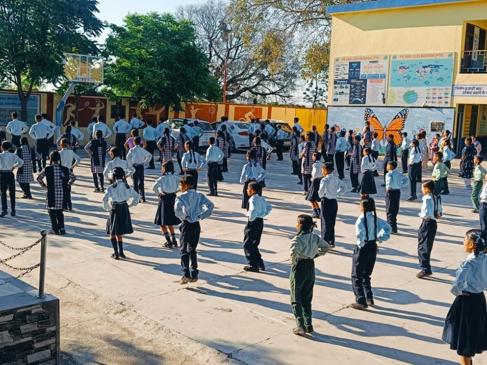 The whole school in the ground