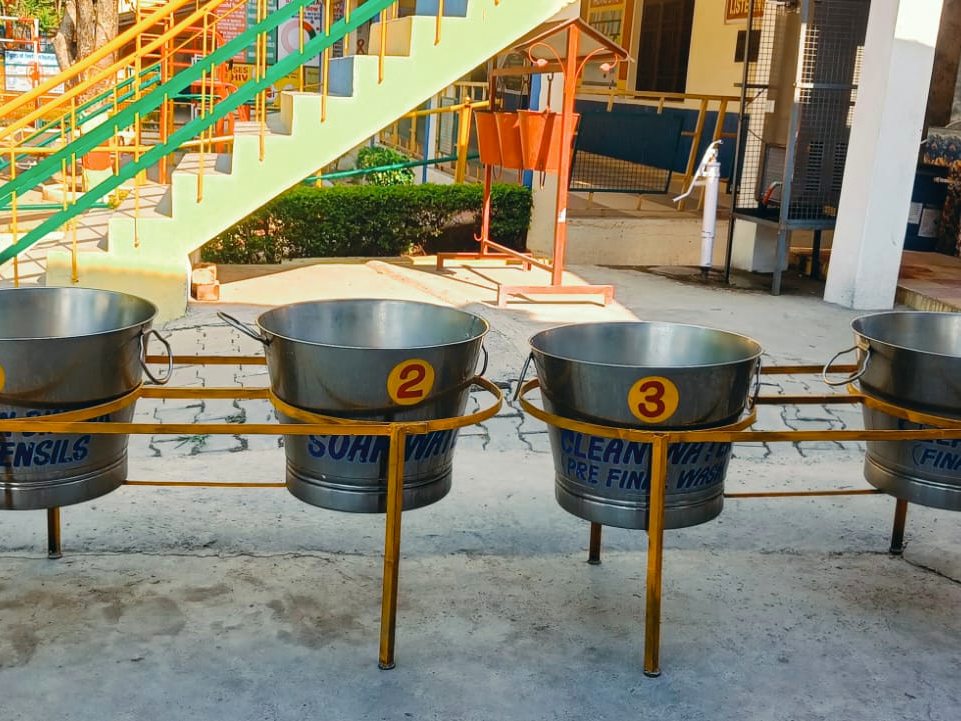 The mid-day meal washing station