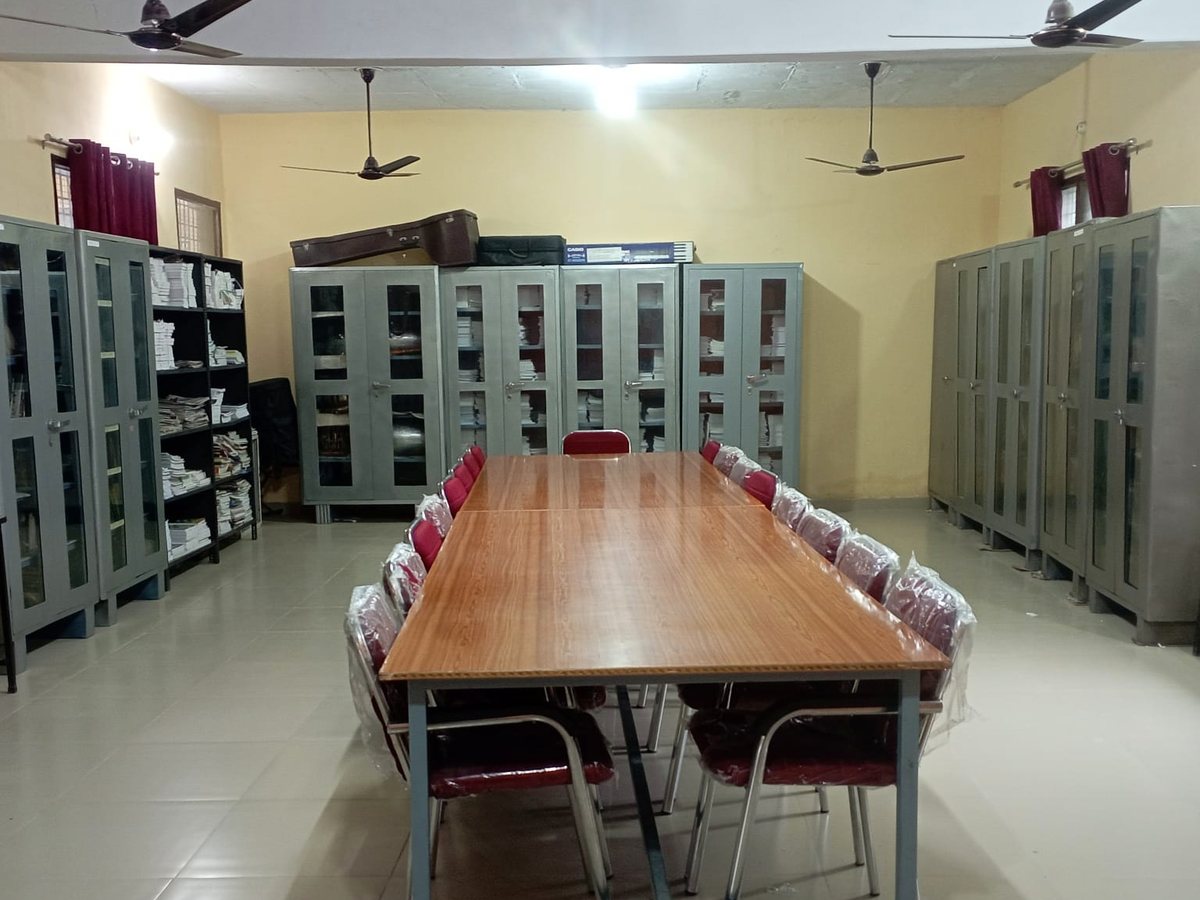 The library reading hall with book cupboards